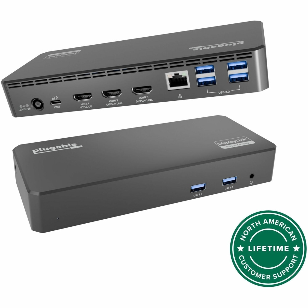 Plugable USB C Triple Display Docking Station with Laptop Charging, - UD3900PDZ MPN:UD-3900PDZ