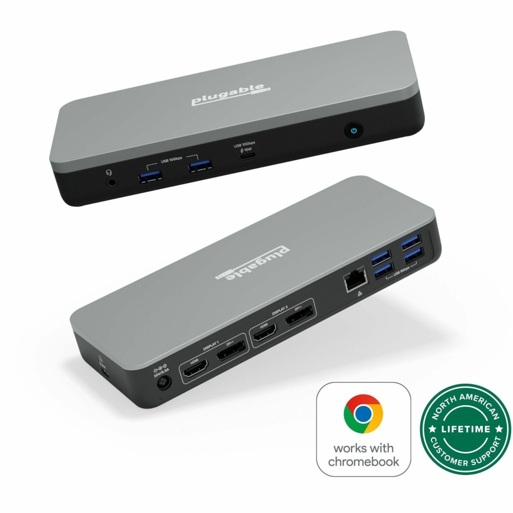 Plugable Dual 4K USB-C Chromebook Docking Station, Google Certified Chromebook Compatible, 60W Driverless Charging Dock MPN:UD-MSTHDC