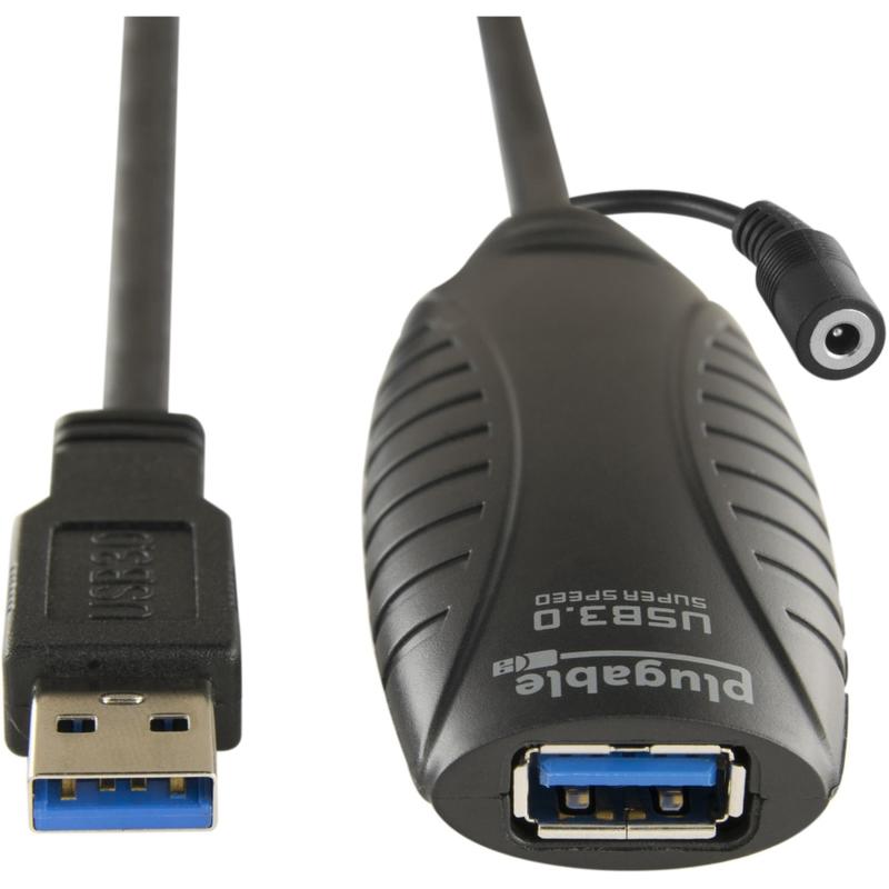 Plugable - USB extension cable - USB Type A (M) to USB Type A (F) - USB 3.0 - 10 m - with 12V AC power adapter MPN:USB3-10M-D
