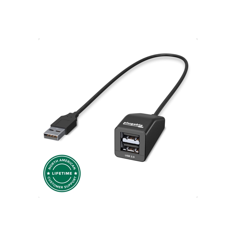 Plugable USB 2.0 2-Port High Speed Ultra Compact Hub Splitter - (480 Mbps, USB 2.0, Compatible with Windows, Linux, macOS, Chrome OS) MPN:USB2-2PORT