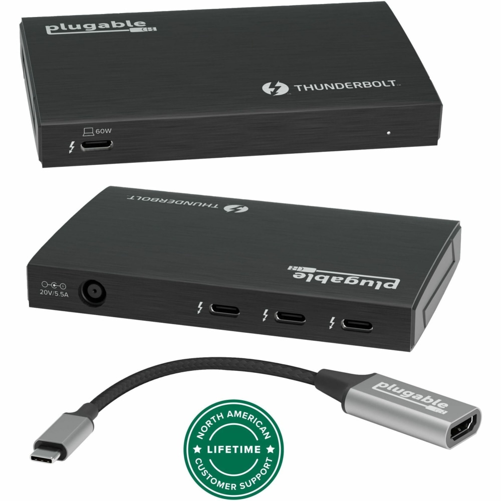 Plugable Thunderbolt 4 Hub, 4-in-1 Pure USB-C Design, Includes USB-C to 4K HDMI Adapter, Laptop Charging - TBT4HUB3C MPN:TBT4-HUB3C