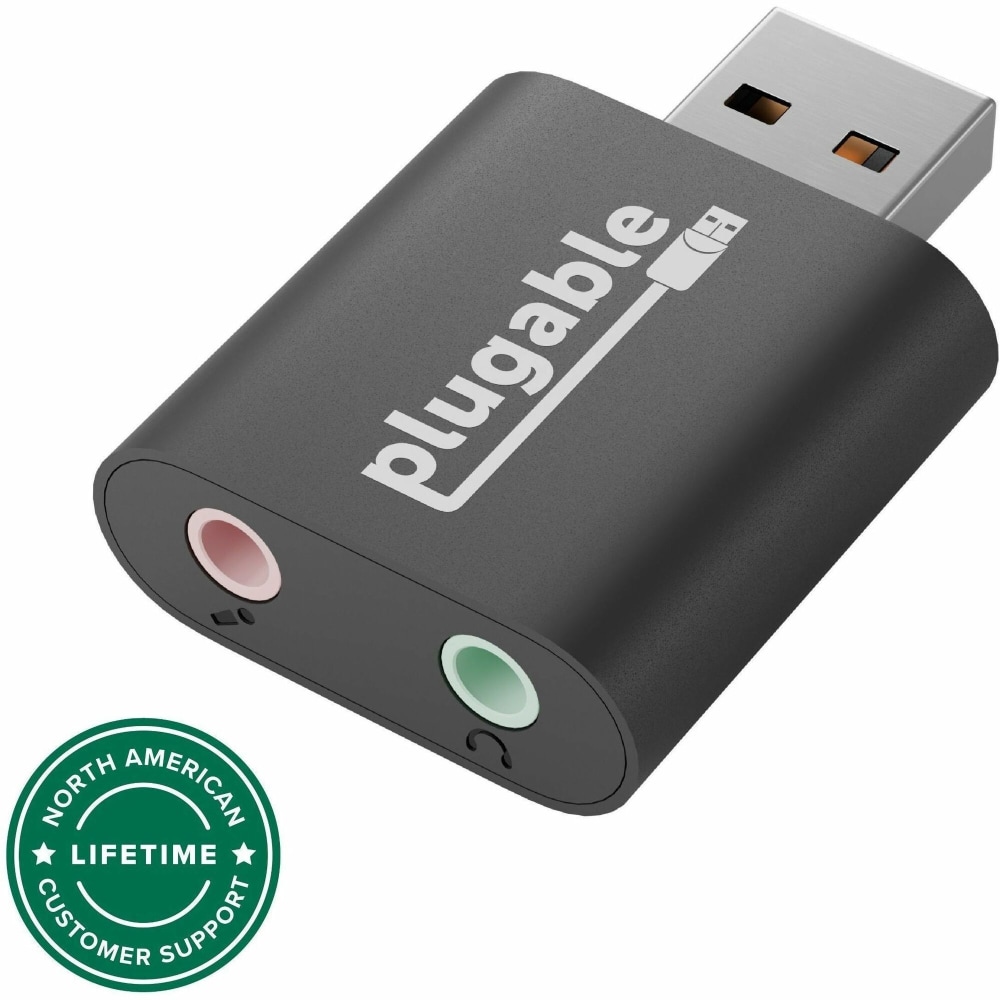 Plugable USB Audio Adapter with 3.5mm Speaker-Headphone and Microphone Jack, Add an External Stereo Sound Card to Any PC, USBAUDIO MPN:USB-AUDIO