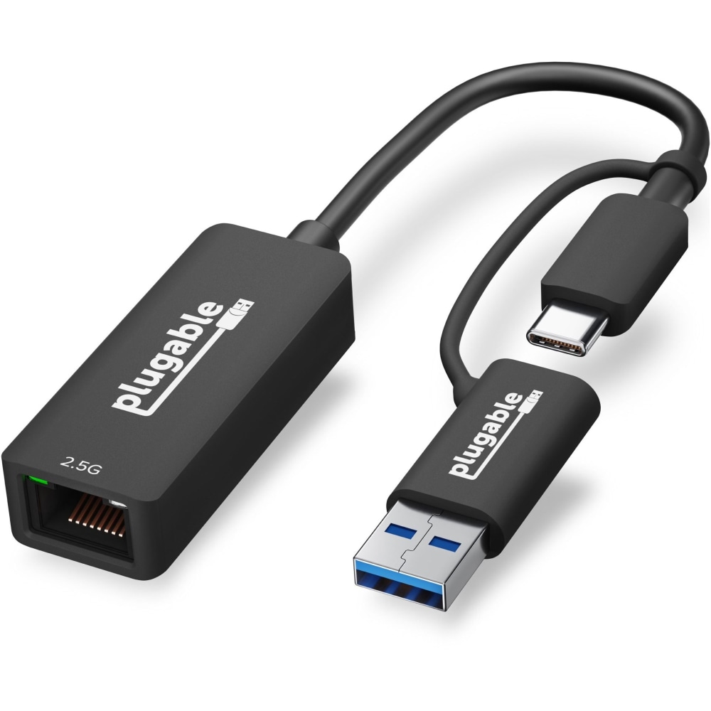 Plugable 2.5G USB C and USB to Ethernet Adapter - 2-in-1 Adapter - USBCE2500 MPN:USBC-E2500