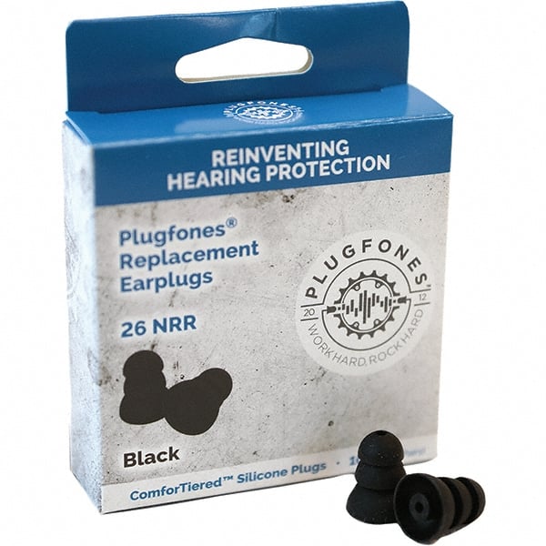 5 1-Pack Pairs Reusable 29 dB Black Earplugs with Audio MPN:PRP-SB10