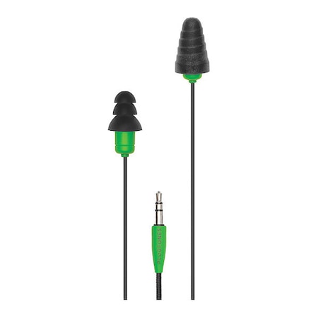 Protector Reusable Ear Plugs, Flanged Shape, 26 dB, Black/Green, 1 PR MPN:PIP-BE