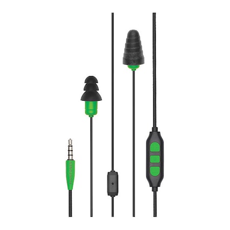 Protector Plus Reusable Ear Plugs, Flanged Shape, 26 dB, Black/Green, 1 PR MPN:PIPP-BE