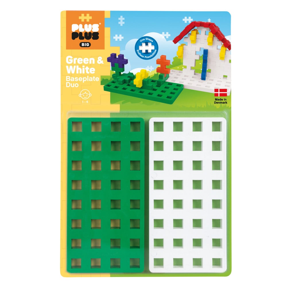 Plus-Plus Building Blocks Big Baseplate Duo, Green & White, Pack Of 2 MPN:PLL05060