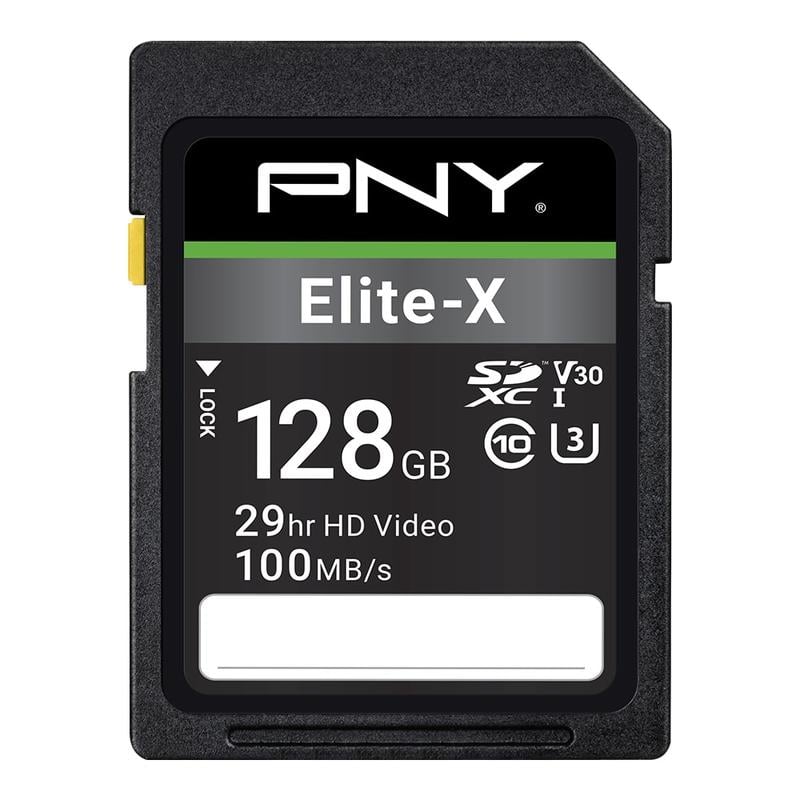 PNY Elite-X Class 10 U3 V30 SDXC Memory Card, 128GB, P-SD128U3100EX-GE MPN:P-SD128U3100EX-GE