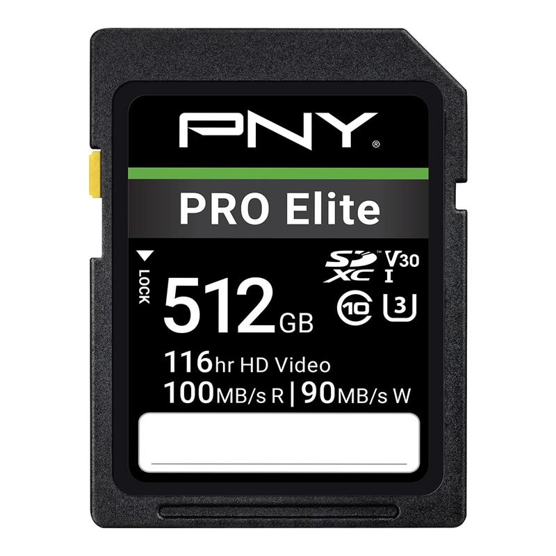 PNY PRO Elite Class 10 U3 V30 SD Flash Memory Card, 512GB MPN:P-SD512V30100PRO-GE