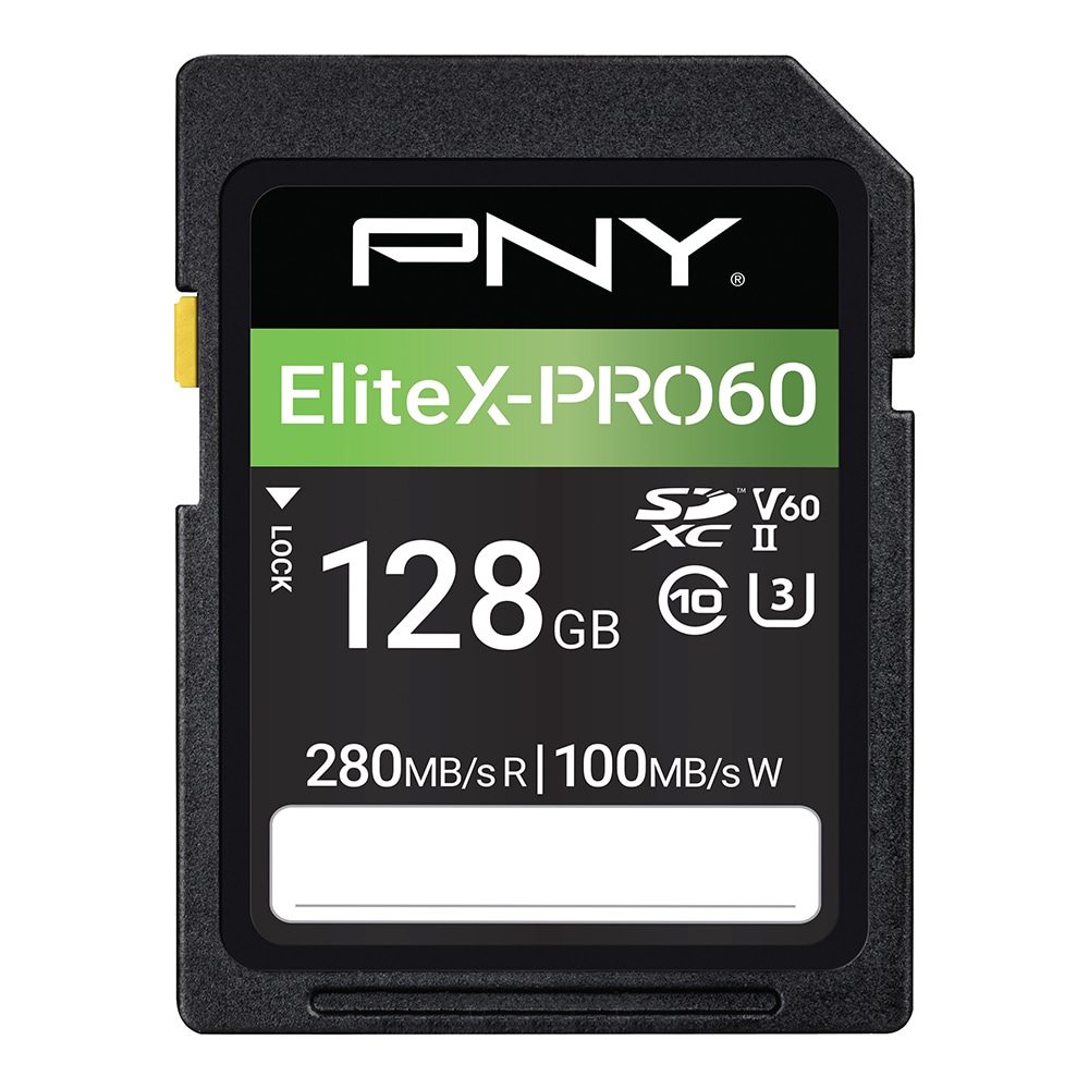PNY EliteX-PRO60 Class 10 U3 V60 UHS-II SDXC Flash Memory Card, 128GB, P-SD128V60280EXP6-GE MPN:P-SD128V60280EXP6-GE