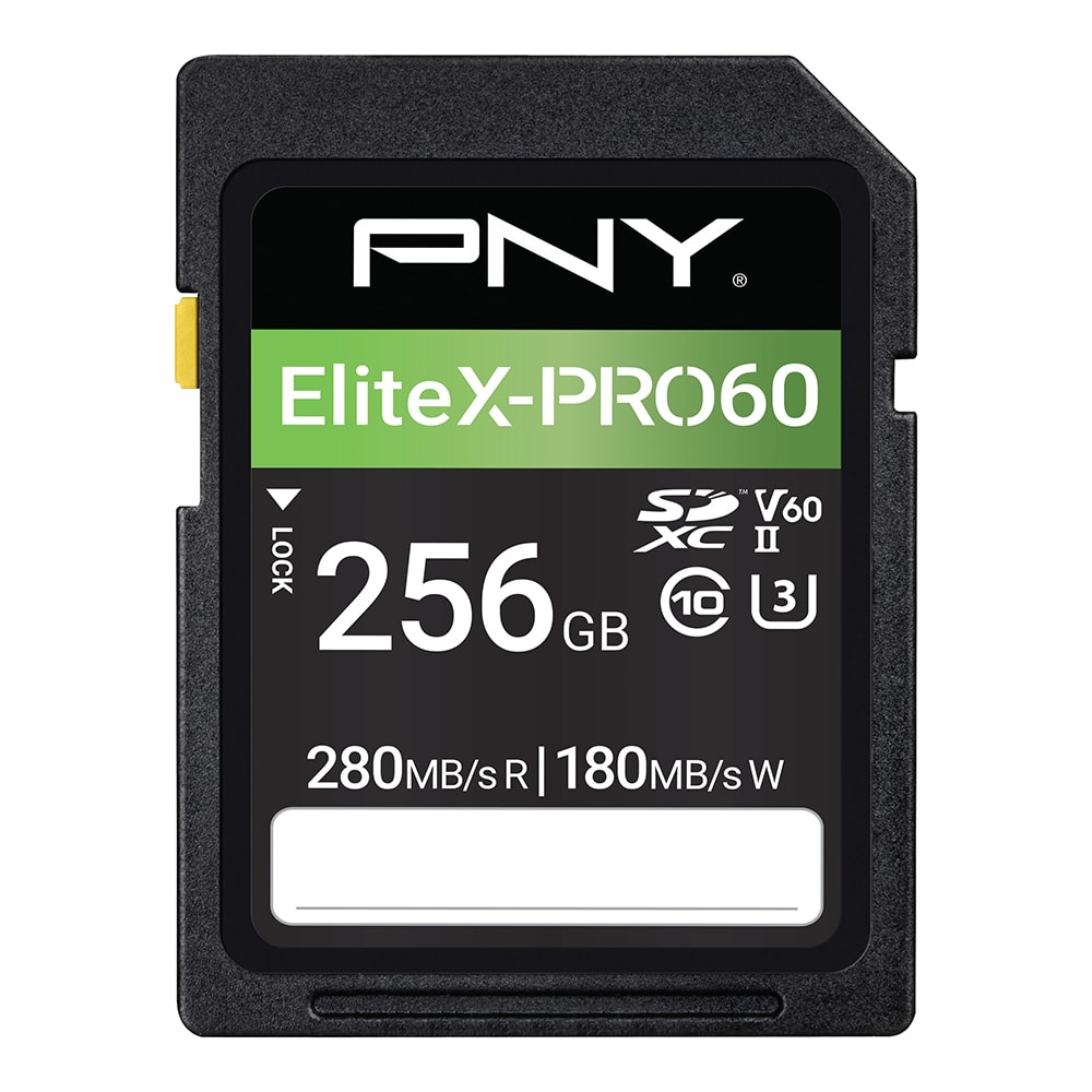 PNY EliteX-PRO60 Class 10 U3 V60 UHS-II SDXC Flash Memory Card, 256GB, P-SD256V60280EXP6-GE MPN:P-SD256V60280EXP6-GE