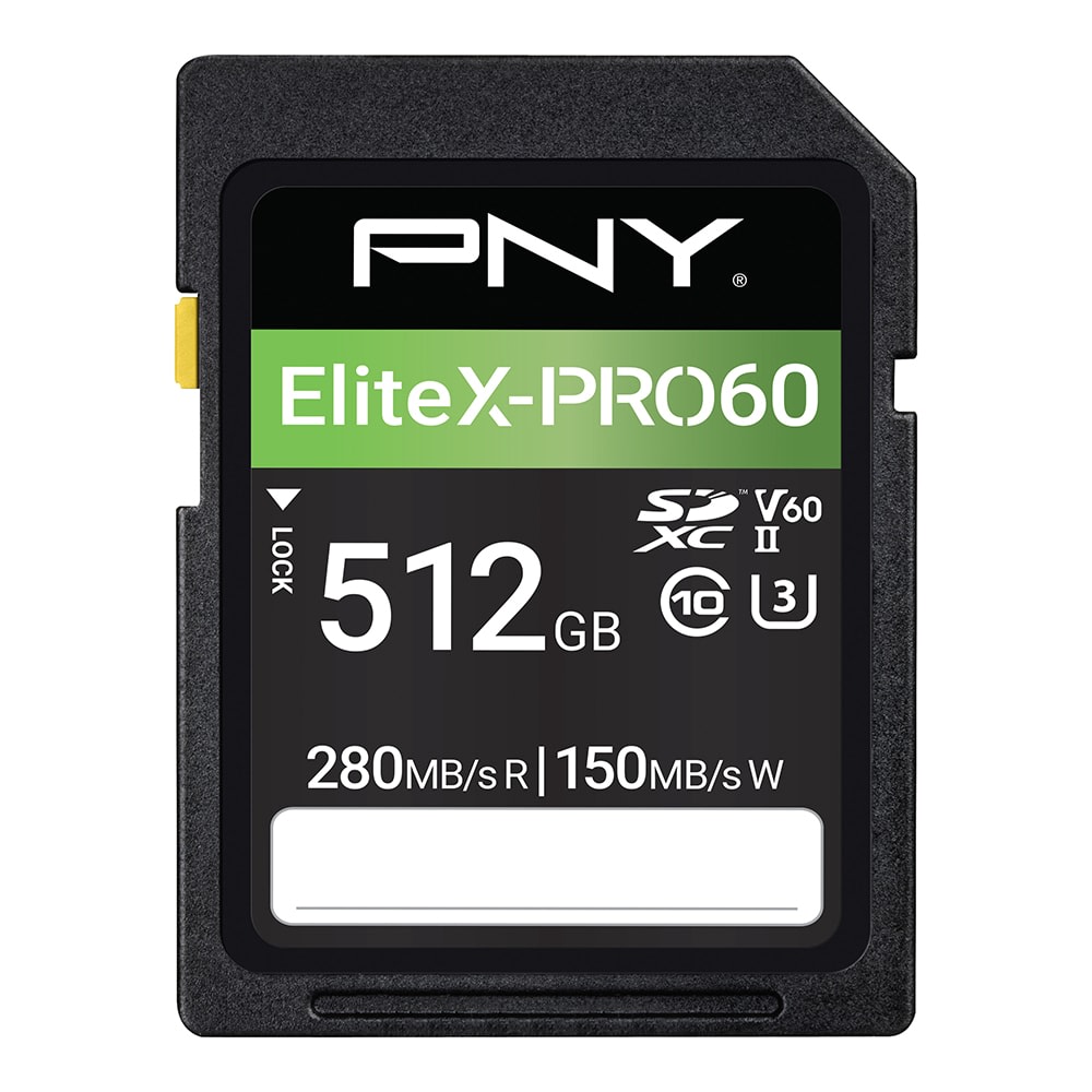 PNY EliteX-PRO60 Class 10 U3 V60 UHS-II SDXC Flash Memory Card, 512GB, P-SD512V60280EXP6-GE MPN:P-SD512V60280EXP6-GE