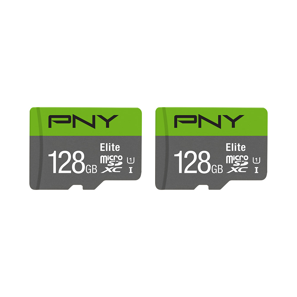 PNY Elite Class 10 U1 100 Mbps microSDXC Flash Memory Cards, 128GB, Pack Of 2 Memory Cards MPN:P-SDU128X2U1100EL-GE
