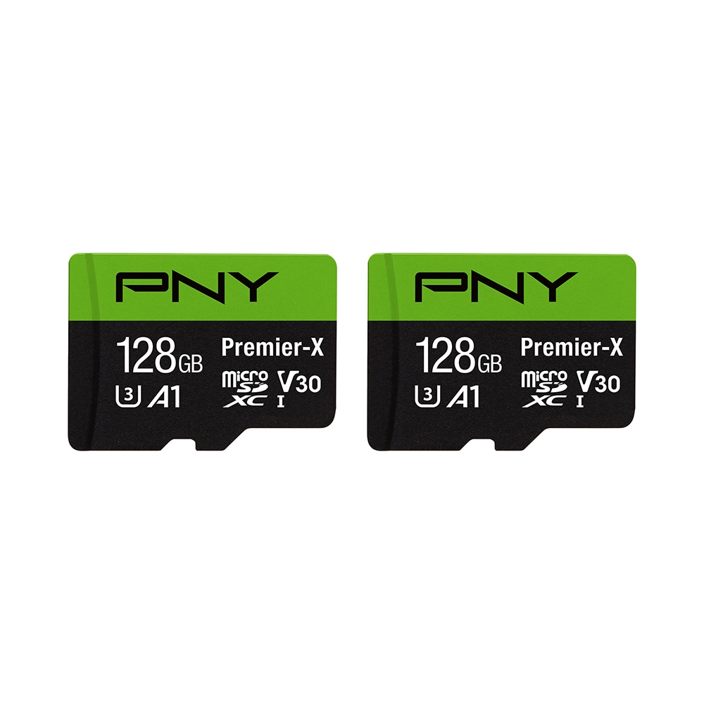 PNY Premier-X Class 10 U3 V30 100 Mbps microSDXC Flash Memory Cards, Pack Of 2 Memory Cards MPN:P-SDU128X2V31100PX-GE