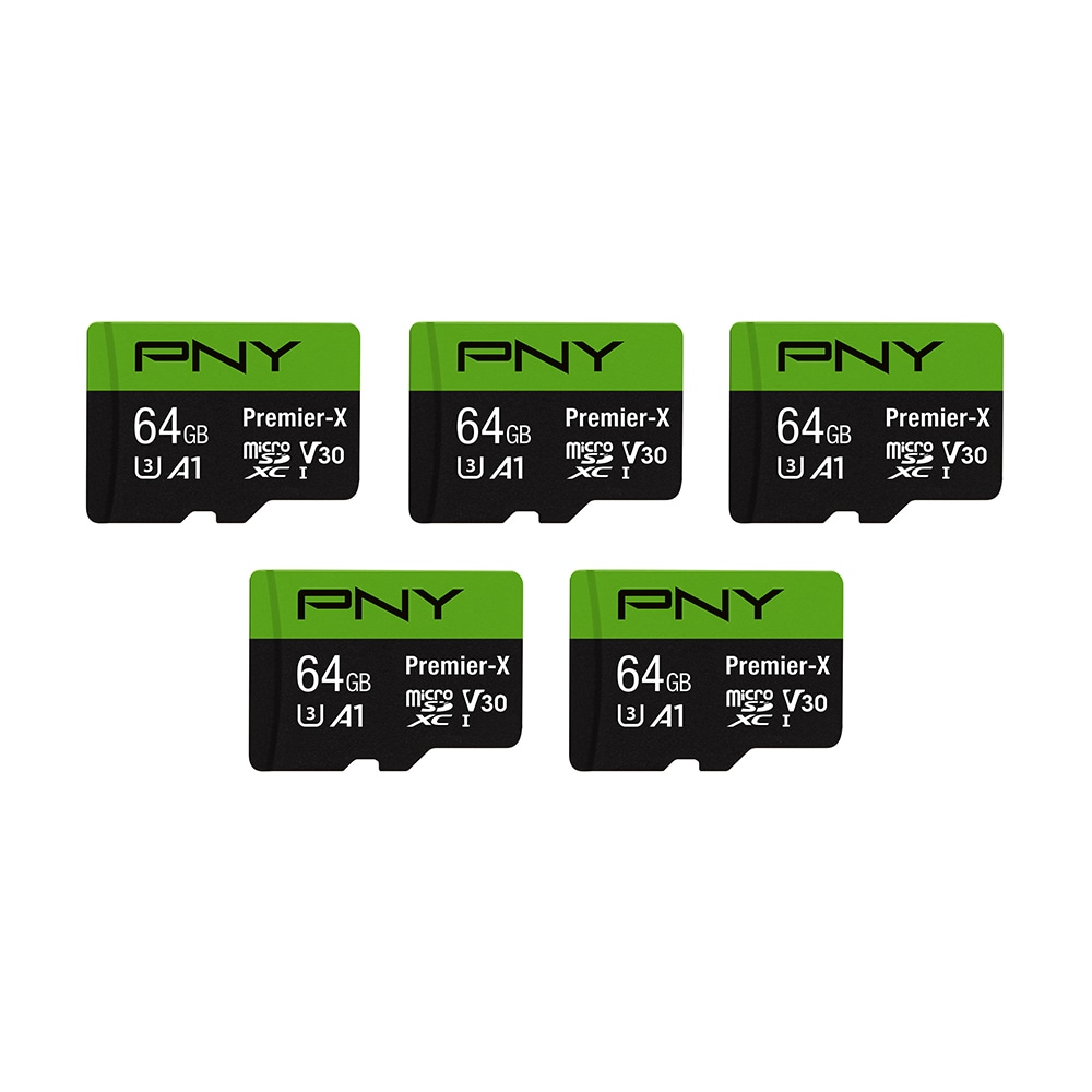 PNY Premier-X Class 10 U3 V30 microSDXC Flash Memory Cards, 64GB, Pack Of 5 Memory Cards MPN:P-SDU64GX5V31100PX-MP