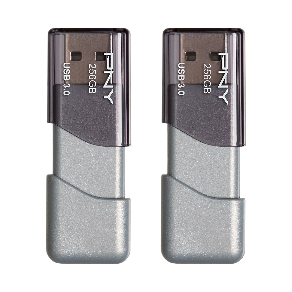 PNY Turbo Attache 3 USB 3.0 Flash Drives, 256GB, Silver, Pack Of 2 Flash Drives MPN:P-FD256X2TBOP-MP