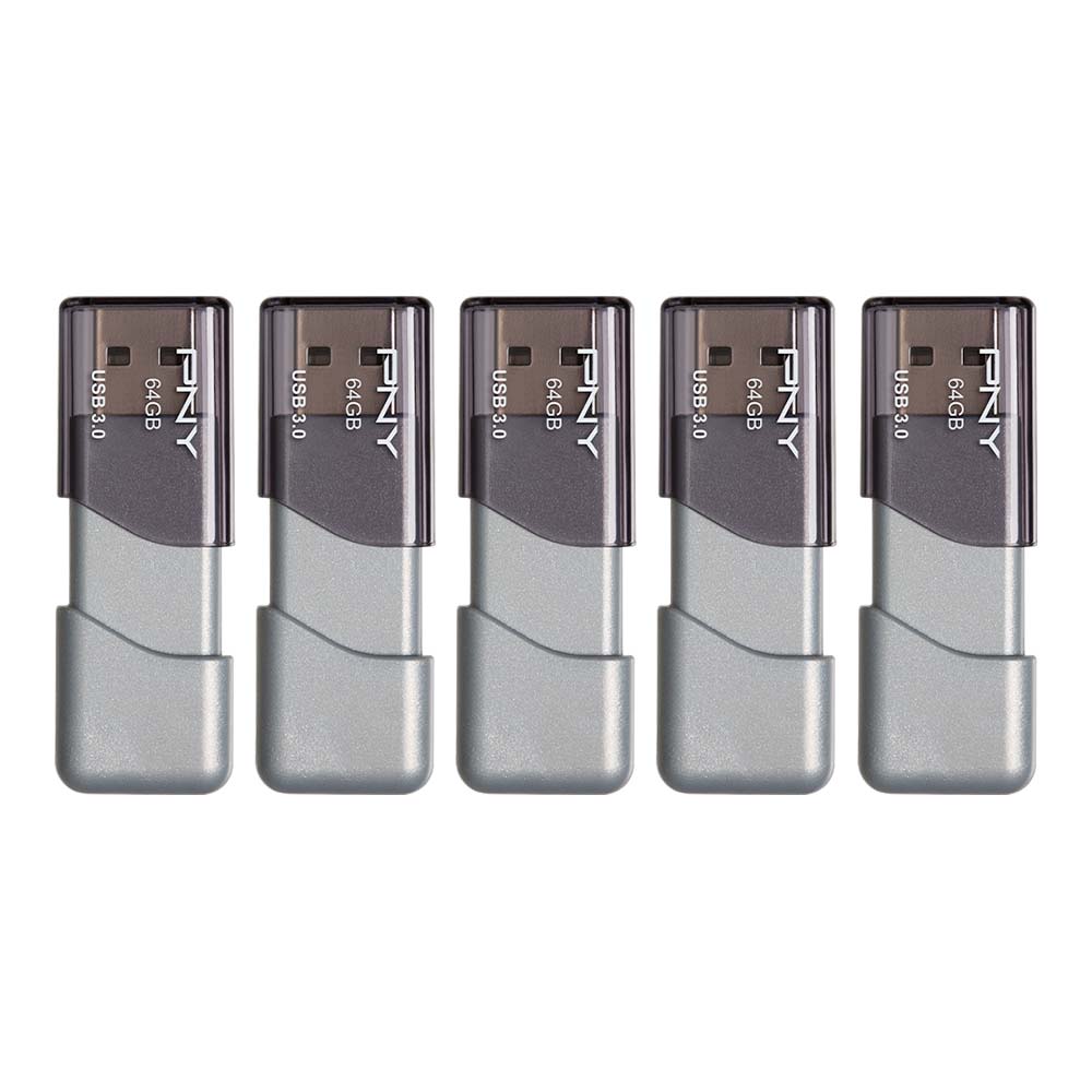 PNY Turbo Attache 3 USB 3.0 Flash Drives, 64GB, Pack Of 5 Drives MPN:P-FD64GX5TBOP-MP