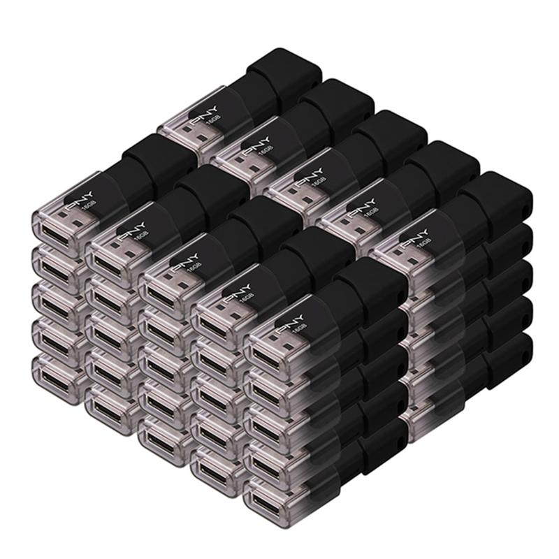 PNY Attache 3 USB Flash Drives, 16GB, Black, Pack of 50 Flash Drives MPN:P-FD16GX50ATT03-MP