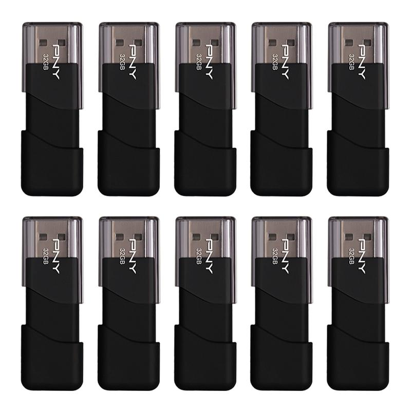 PNY Attache 3 USB 2.0 Flash Drives, 32GB, Pack Of 10 Flash Drives MPN:P-FD32GX10ATT03-MP