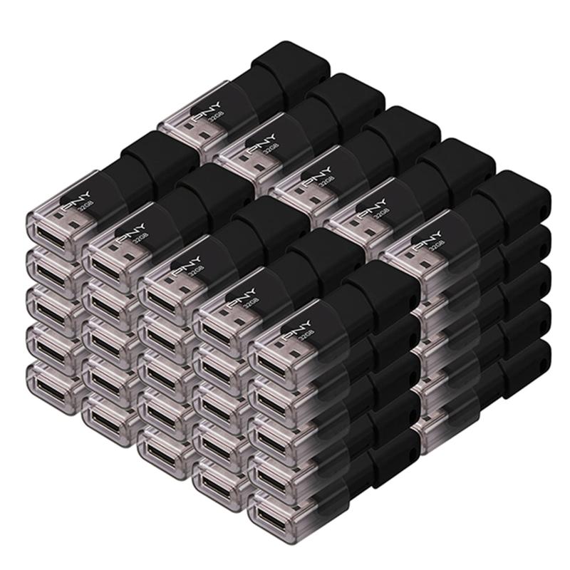 PNY Attache 3 USB 2.0 Flash Drives, 32GB, Black Pack of 50 Flash Drives MPN:P-FD32GX50ATT03-MP