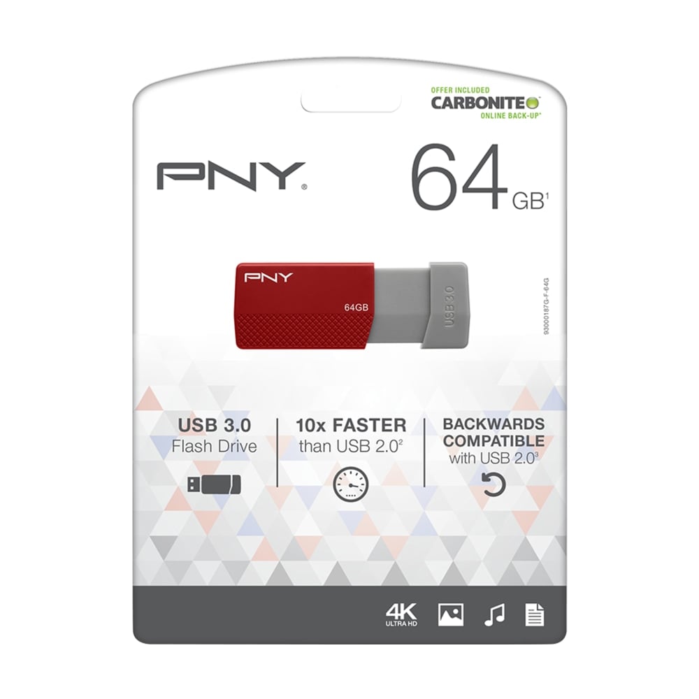 PNY USB 3.0 Flash Drive, 64GB, Assorted Colors (Min Order Qty 7) MPN:P-FD64GELEDGE-GE