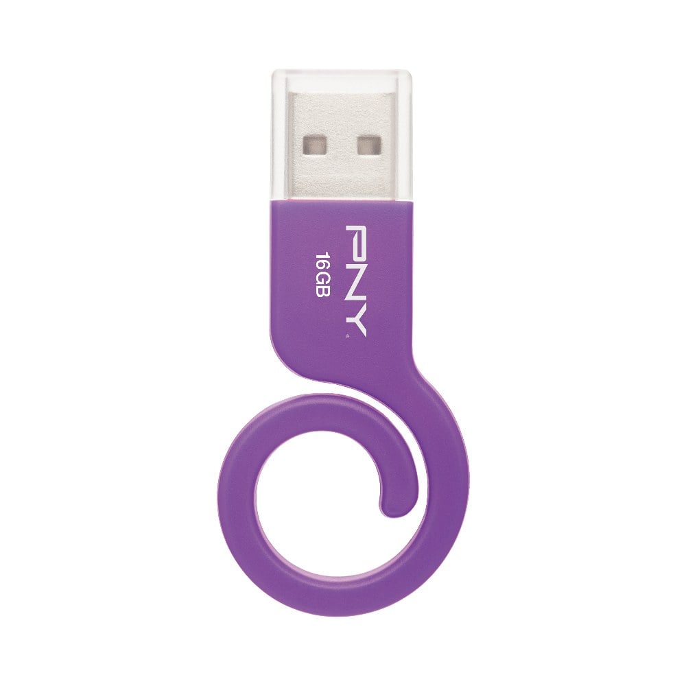 PNY Monkey Tail USB 2.0 Flash Drive, 16GB, Lavender (Min Order Qty 14) MPN:P-FDU16GMNKL-GE