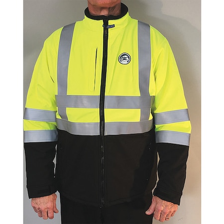 Hi-Vis Softshell Jacket, Nylon, Hi-Viz Yellow, 2XL MPN:301HI-2XL