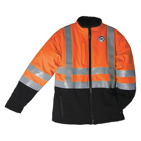 Hi-Vis Softshell Jacket, Nylon, Hi-Viz Orange, 4XL MPN:301HI-O-4XL