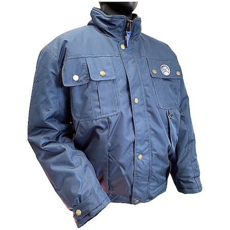 Men's Coat, Nylon, Zipper and Snap, Navy, 3XL MPN:34020-RXL3B