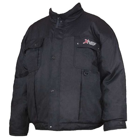 Men's Coat, Nylon, Zipper with Snap, Black, 5XL MPN:FW004-420