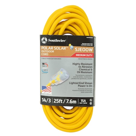 Extension Cord, 25 ft., 15 Amps MPN:1487SW0002
