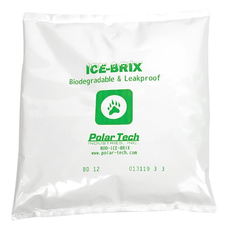 Ice-Brix Poly Pouch, Reuseable, Biodegradable, Leakproof, 12 oz., PK12 MPN:BD 12