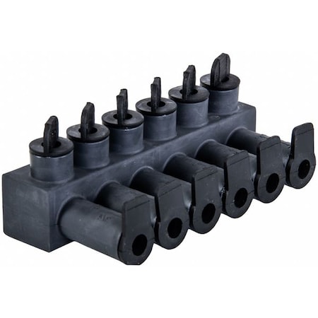 Wire Connector, 6 Port, Black, Santoprene Insulation MPN:ISPB2/0-6B