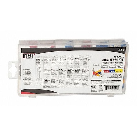 Wire Terminal Kit, 10 AWG, 300 V, Vinyl Insulated, Assorted MPN:MTK-2