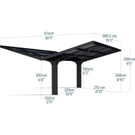 Palram - Canopia Sydney Wave Double Carport Wing Style Black/Solar Gray HG9091