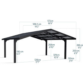 Palram - Canopia Sydney Wave Double Carport Apex Style Black/Solar Gray HG9093