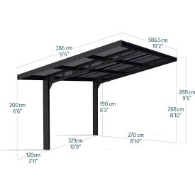 Palram - Canopia Sydney Wave Single Carport Black/Solar Gray HG9095