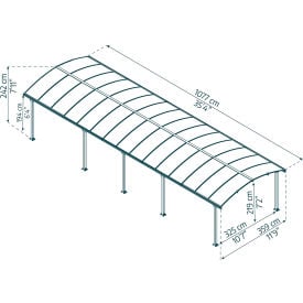 Palram - Canopia Arcadia 10600 12' x 35' Carport Gray HG9113
