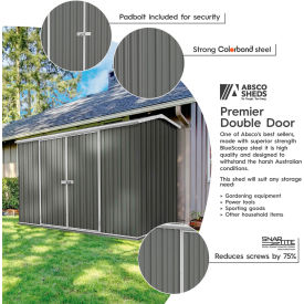 Absco Premier Metal Storage Shed 10' x 5' Woodland Gray AB1000