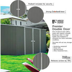 Absco Premier Metal Storage Shed 10' x 10' Woodland Gray AB1002