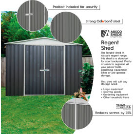 Absco Regent Metal Garden Storage Shed 10' x 12' Woodland Gray AB1120