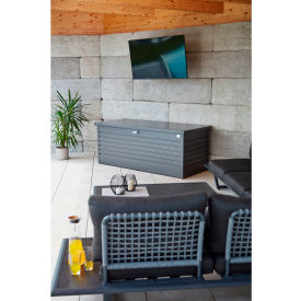 Biohort® Galvanized Steel Leisure Time Deck Box 210 Gallon Capacity Dark Gray BIO1000