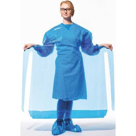 Gown, Polyolefin, Welded, 4 mil, 45 in, Blue, Universal, 50 PK MPN:43450