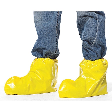 Disposable Shoe Covers, Polyolefin, Yellow, Slip Resistant Sole: Yes, L MPN:49515