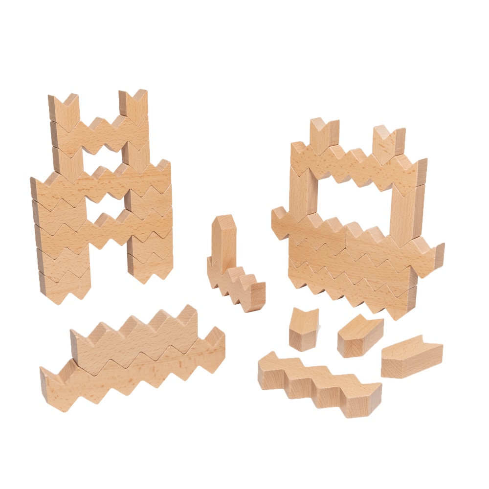 Educational Advantage ZigZag Blocks, Natural, Pre-K, Set Of 30 Blocks MPN:EA-359