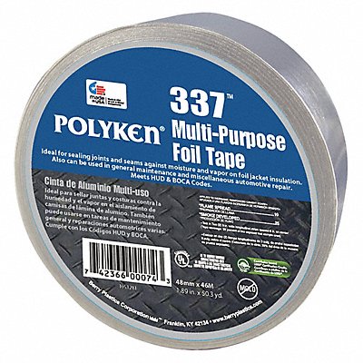 Foil Tape 1 7/8 in x 50 1/4 yd Aluminum MPN:337