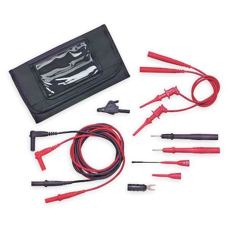 Electronic DMM Test Lead Kit, Right Angle Banana Plug, 4 ft., Silicone, Black, Red MPN:5543B