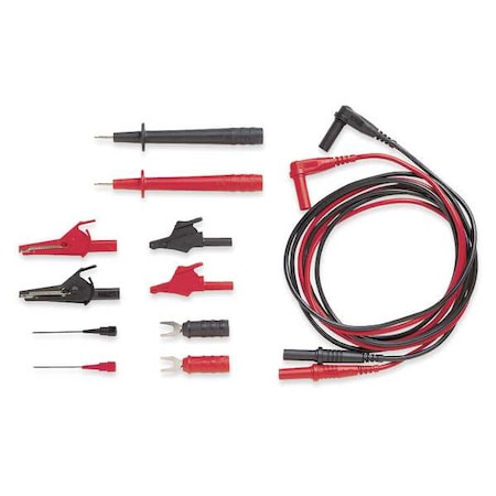 Electrical DMM Test Lead Kit, Right Angle Banana Plug, 4 ft., Silicone, Black, Red MPN:5673B