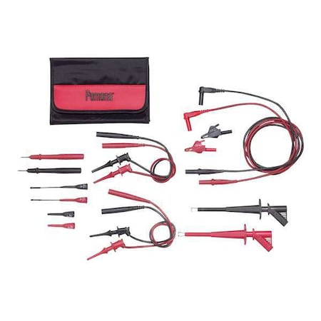 Deluxe Electronic DMM Test Lead kit, CAT II 300V, CAT III 1000V, 4 ft., Silicone, Red, Black MPN:5674C