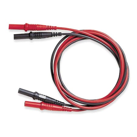 Flexible DMM Test Lead Set, CAT III 1000V, Sheathed Style Banana Plug, 4 ft., Silicone, Black, Red MPN:5908A